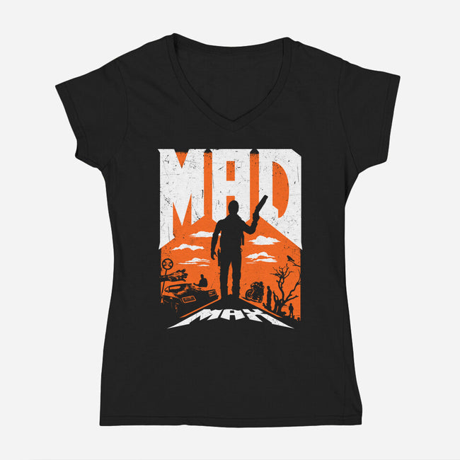 Mad Max 79-Womens-V-Neck-Tee-rocketman_art