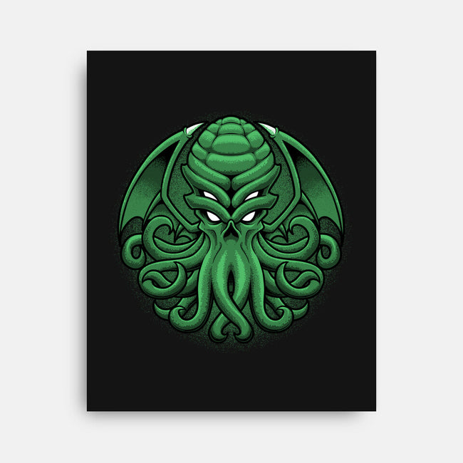 Green Cosmic Octopus-None-Stretched-Canvas-Astrobot Invention