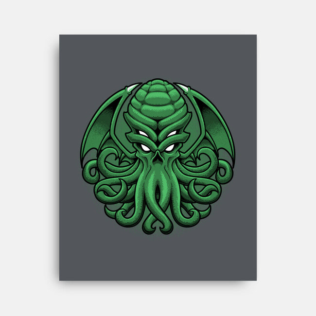 Green Cosmic Octopus-None-Stretched-Canvas-Astrobot Invention