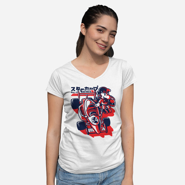 Mushroom Grand Prix-Womens-V-Neck-Tee-estudiofitas