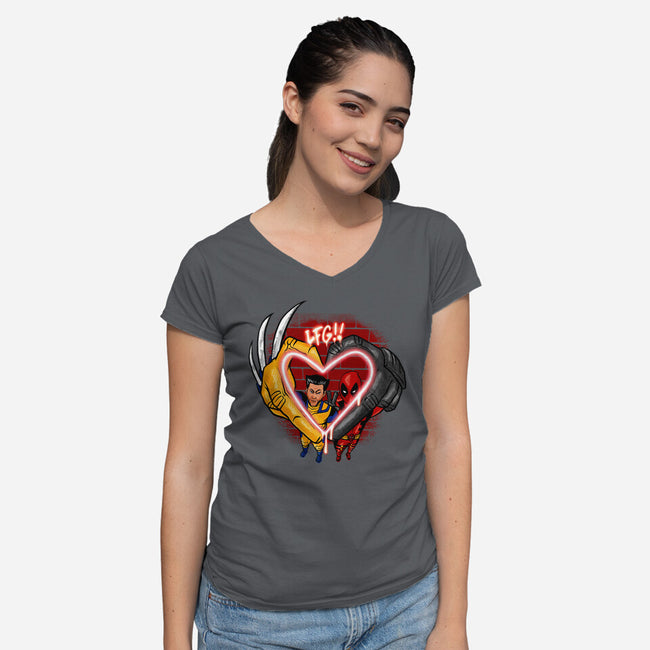 Love In Crime-Womens-V-Neck-Tee-spoilerinc