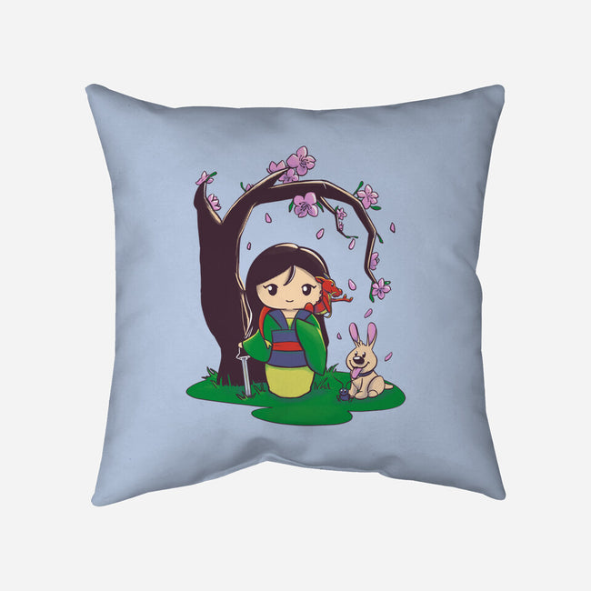 Kokeshi Chinese Princess-None-Non-Removable Cover w Insert-Throw Pillow-ellr