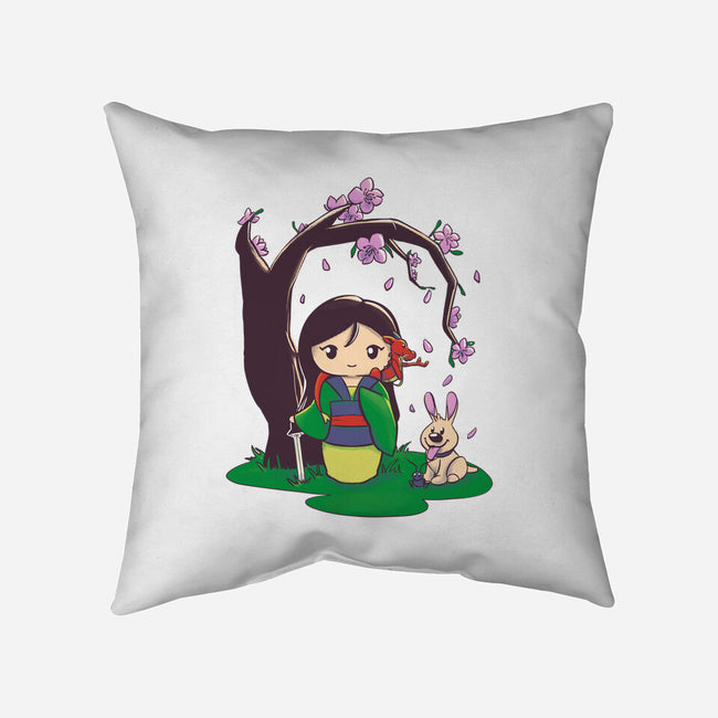 Kokeshi Chinese Princess-None-Non-Removable Cover w Insert-Throw Pillow-ellr