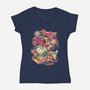 Neko Ramen Cat-Womens-V-Neck-Tee-ilustrata