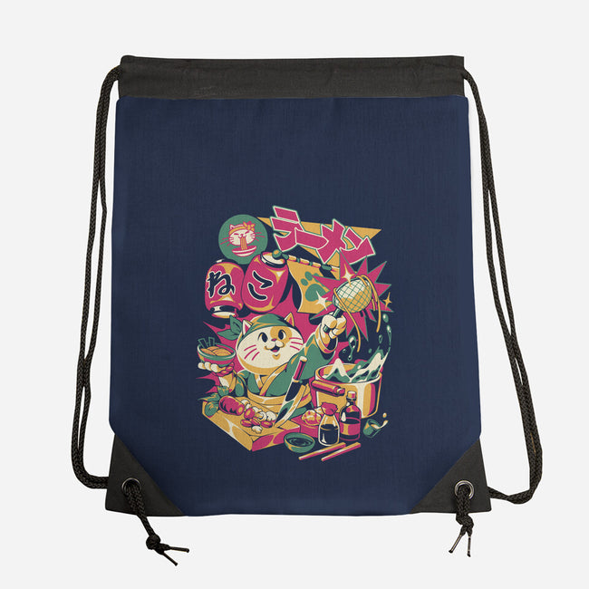 Neko Ramen Cat-None-Drawstring-Bag-ilustrata