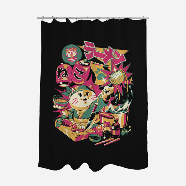 Neko Ramen Cat-None-Polyester-Shower Curtain-ilustrata