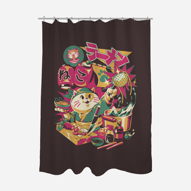 Neko Ramen Cat-None-Polyester-Shower Curtain-ilustrata