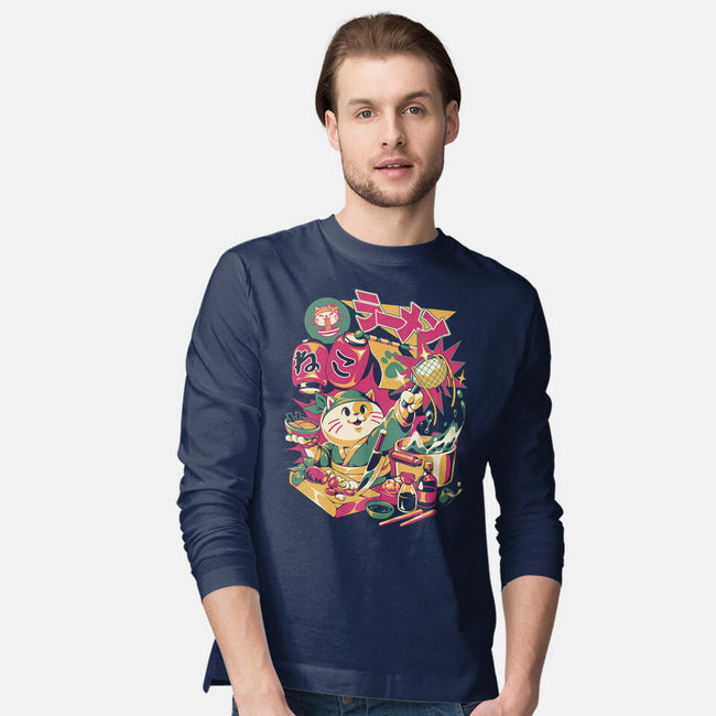 Neko Ramen Cat-Mens-Long Sleeved-Tee-ilustrata