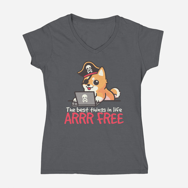 Web Pirate Dog-Womens-V-Neck-Tee-NemiMakeit