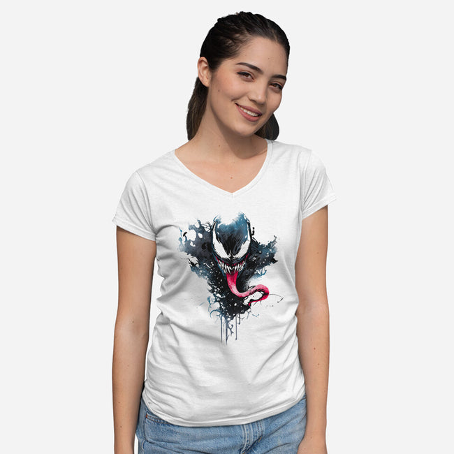 Symbiote Ink-Womens-V-Neck-Tee-ddjvigo