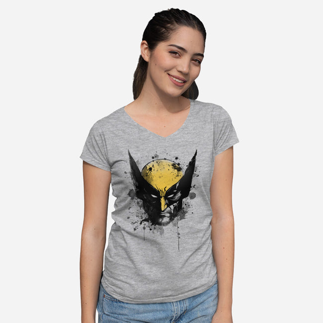 Logan's Mask-Womens-V-Neck-Tee-ddjvigo