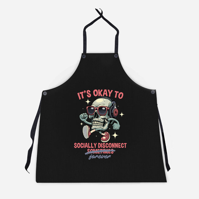 Socially Disconnected-Unisex-Kitchen-Apron-gorillafamstudio