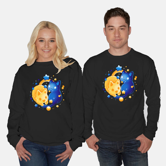 Sun Moon Kittens-Unisex-Crew Neck-Sweatshirt-Vallina84