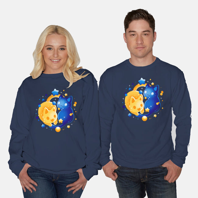 Sun Moon Kittens-Unisex-Crew Neck-Sweatshirt-Vallina84