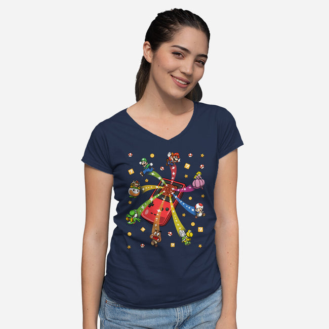 Jump Up-Womens-V-Neck-Tee-JamesQJO