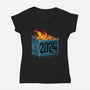 Dumpster 2024-Womens-V-Neck-Tee-rocketman_art