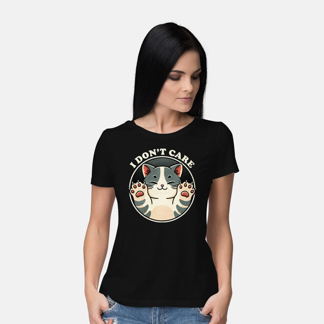 I Don't Care Cat-Womens-Basic-Tee-fanfreak1