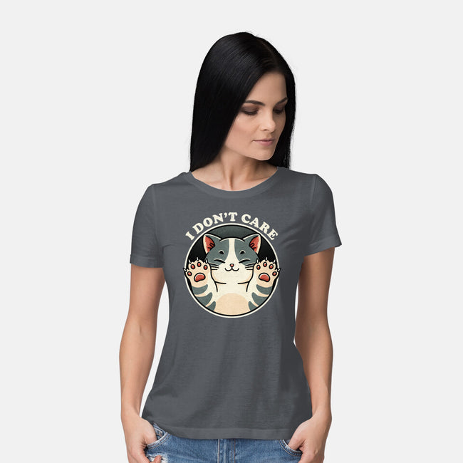 I Don't Care Cat-Womens-Basic-Tee-fanfreak1