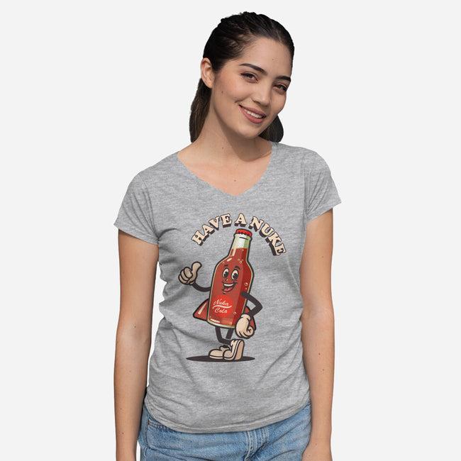 Have A Nuke-Womens-V-Neck-Tee-Wookie Mike