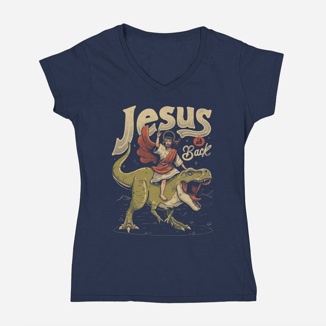 Jesus Is Back-Womens-V-Neck-Tee-eduely