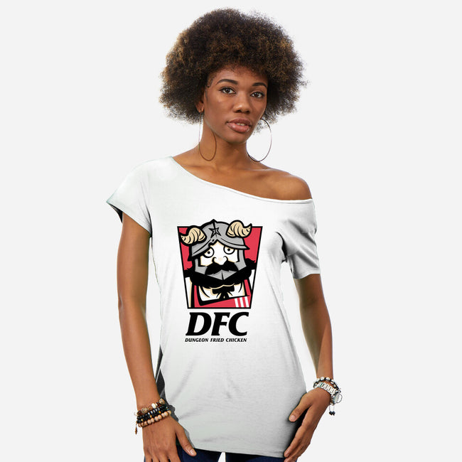 Dungeon Fried Chicken-Womens-Off Shoulder-Tee-Eilex Design