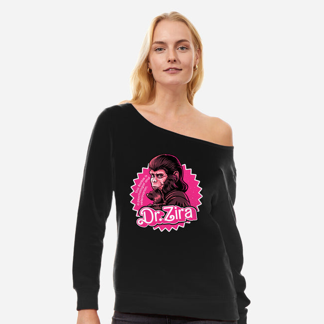 Barbie Ape-Womens-Off Shoulder-Sweatshirt-daobiwan
