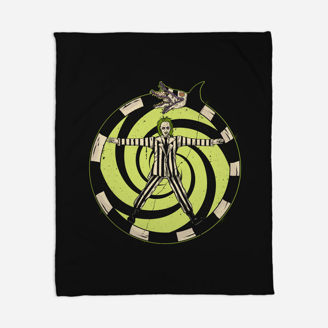 Vitruvian Beetlejuice-None-Fleece-Blanket-Green Devil