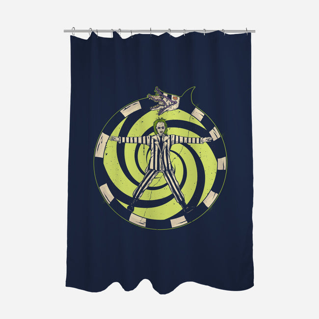 Vitruvian Beetlejuice-None-Polyester-Shower Curtain-Green Devil