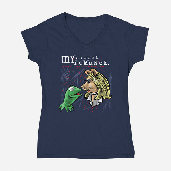 My Puppet Romance-Womens-V-Neck-Tee-zascanauta