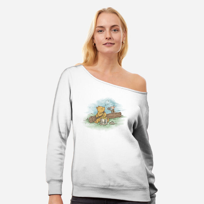 Wookiee The Pooh-Womens-Off Shoulder-Sweatshirt-kg07