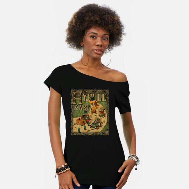 Hyrule Kart-Womens-Off Shoulder-Tee-Adrian Filmore