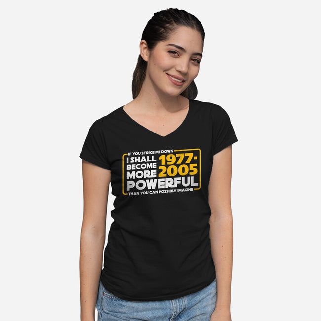 The Force GL-Womens-V-Neck-Tee-rocketman_art