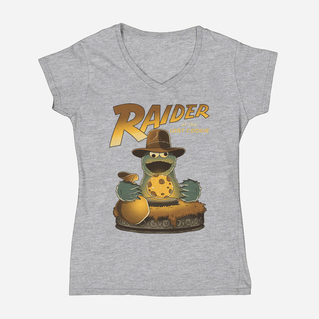 Raider Of The Lost Cookie-Womens-V-Neck-Tee-retrodivision