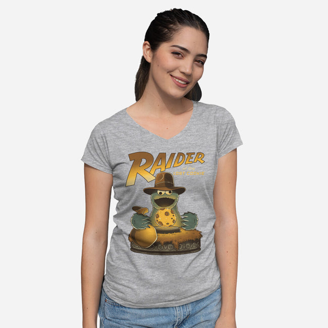 Raider Of The Lost Cookie-Womens-V-Neck-Tee-retrodivision