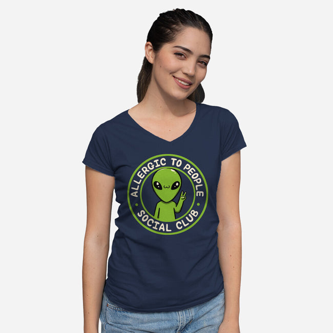 Allergic To People Social Club-Womens-V-Neck-Tee-tobefonseca