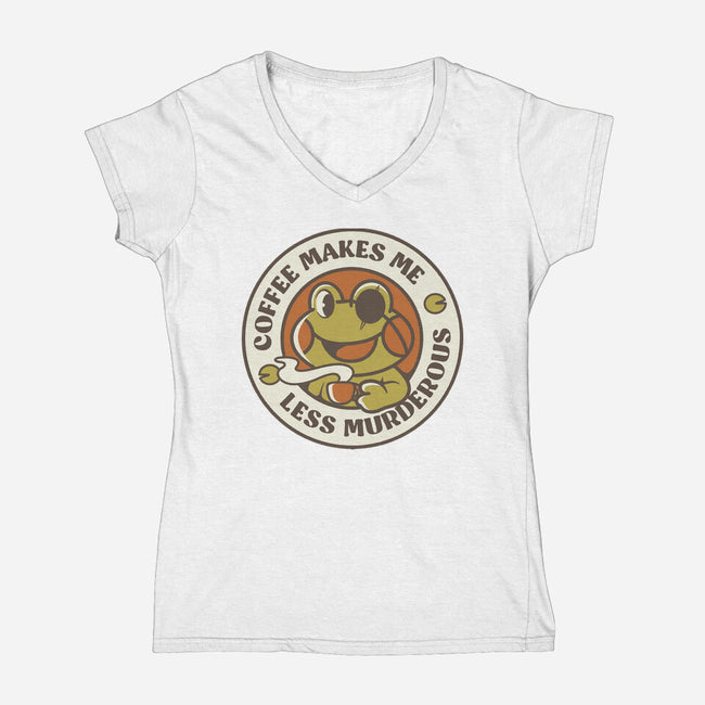 Less Murderous Frog-Womens-V-Neck-Tee-tobefonseca