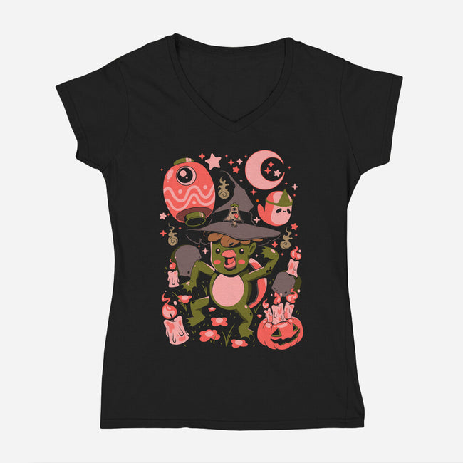 Halloween Kappa Party-Womens-V-Neck-Tee-ilustrata