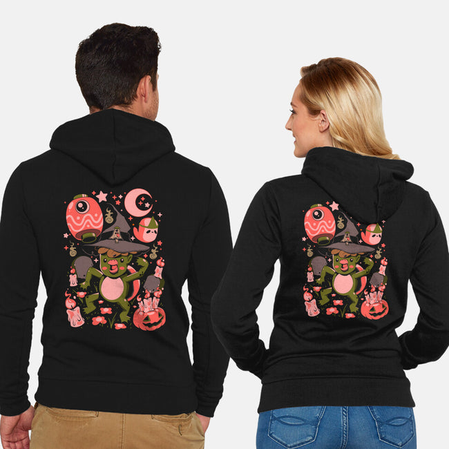 Halloween Kappa Party-Unisex-Zip-Up-Sweatshirt-ilustrata