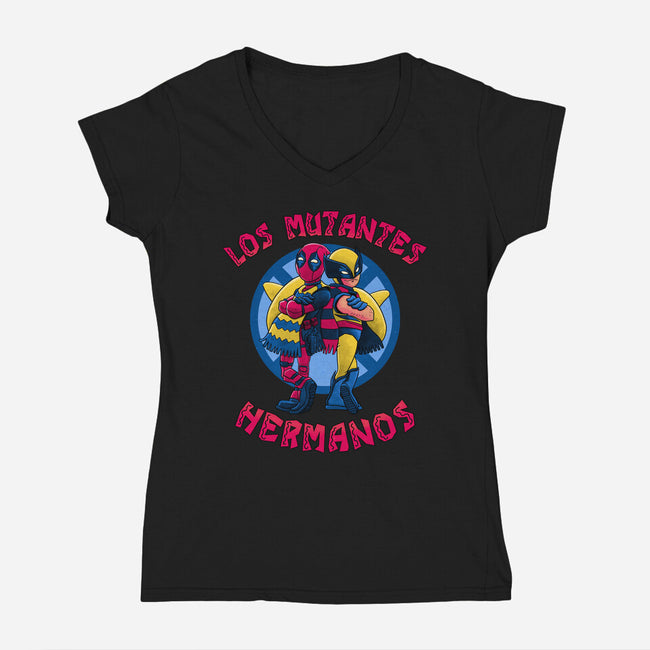 Los Mutantes Hermanos-Womens-V-Neck-Tee-teesgeex
