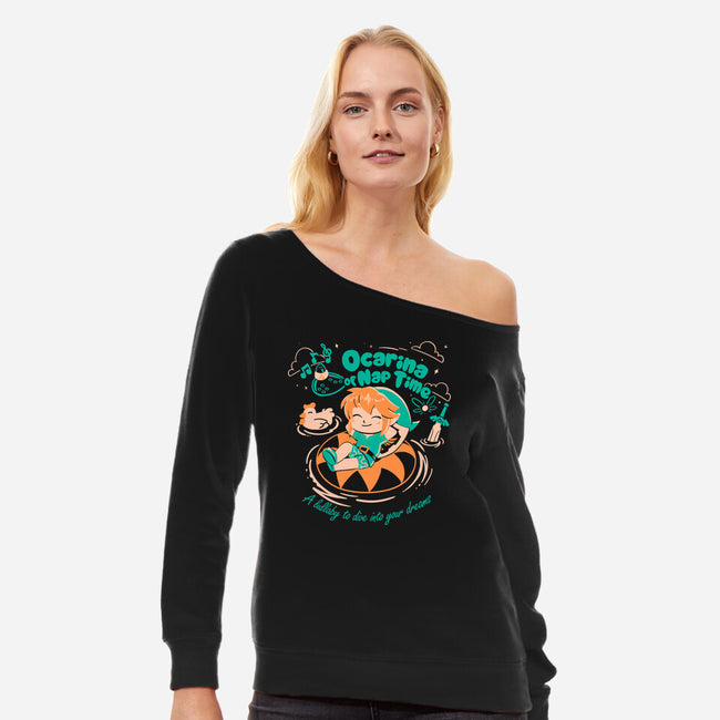 Ocarina Of Nap Time-Womens-Off Shoulder-Sweatshirt-estudiofitas
