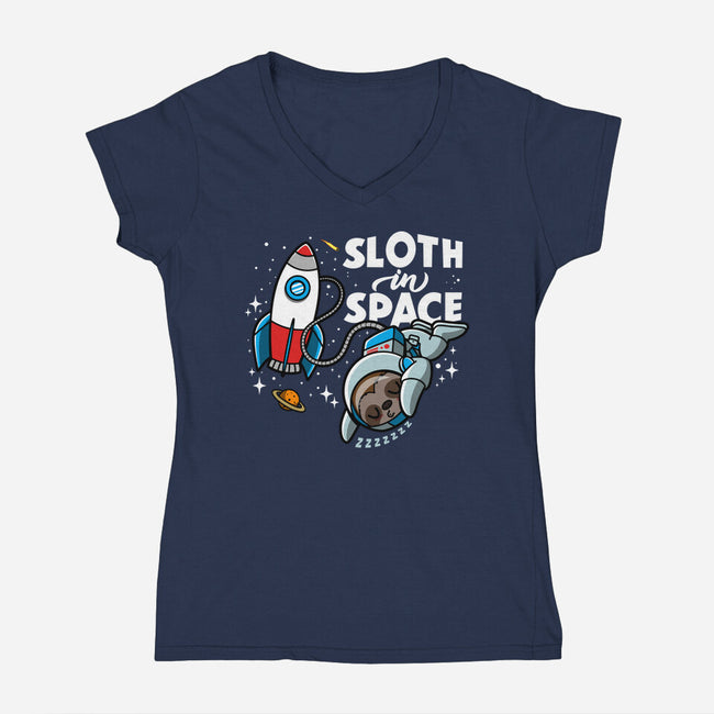 Sloth In Space-Womens-V-Neck-Tee-Boggs Nicolas