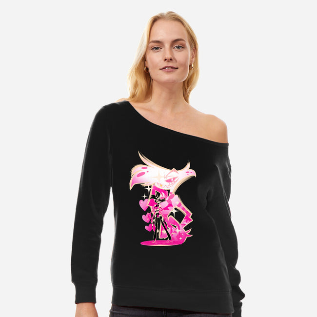 Angel Prankster-Womens-Off Shoulder-Sweatshirt-hypertwenty