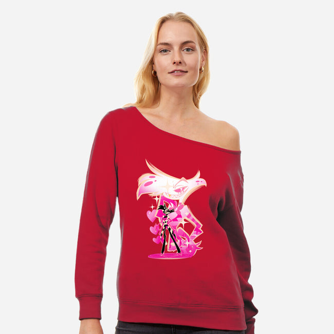 Angel Prankster-Womens-Off Shoulder-Sweatshirt-hypertwenty