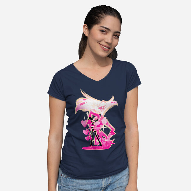 Angel Prankster-Womens-V-Neck-Tee-hypertwenty