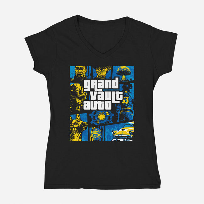 Grand Vault Auto-Womens-V-Neck-Tee-dalethesk8er