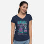 Skull Island Tiki-Womens-V-Neck-Tee-Nemons