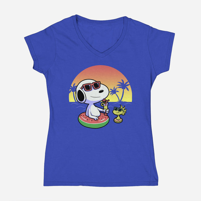 Beagle Summer Time-Womens-V-Neck-Tee-Astrobot Invention