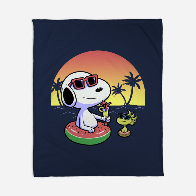 Beagle Summer Time-None-Fleece-Blanket-Astrobot Invention
