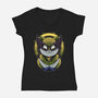 Yellow Cat Mutant-Womens-V-Neck-Tee-Astrobot Invention