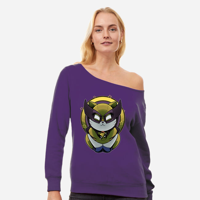 Yellow Cat Mutant-Womens-Off Shoulder-Sweatshirt-Astrobot Invention